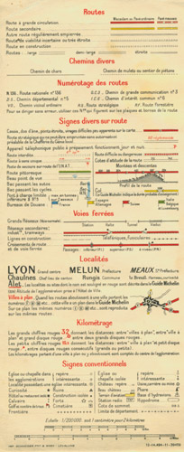 Carte Michelin prsention traditionnelle des lgendes