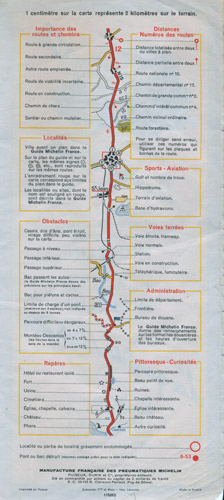 Cartes Michelin — prsentation des lgendes au fil d'une route